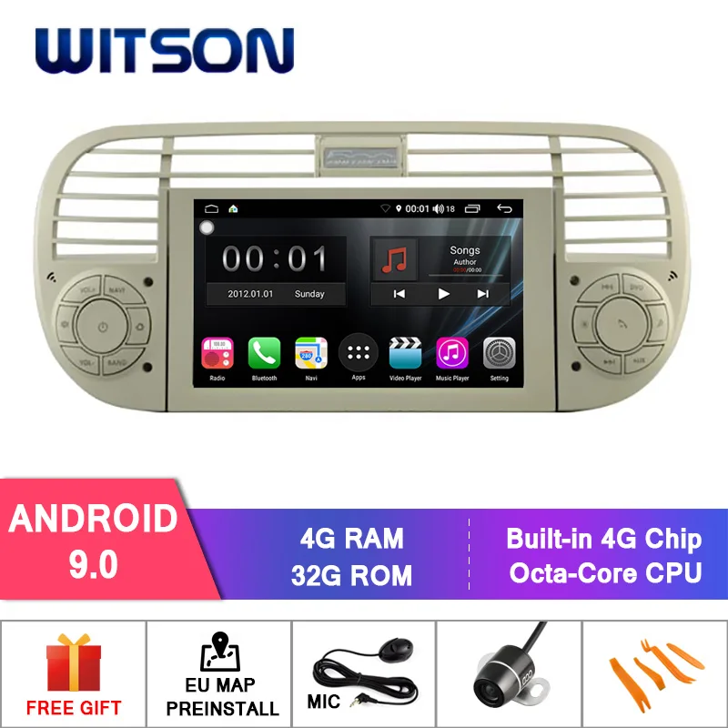 WITSON S300 Android 9 0 автомобильный DVD для FIAT 500 8 Octa Core 4 Гб ОЗУ 32 ГБ флеш-навигация стерео +
