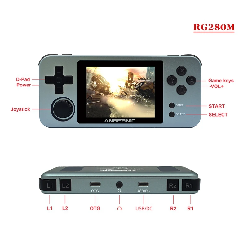 

Metal Retro Vintage Game Console Portable 2.8 Inch HD IPS Screen with High Quality Stereo Speaker Retro Game Console
