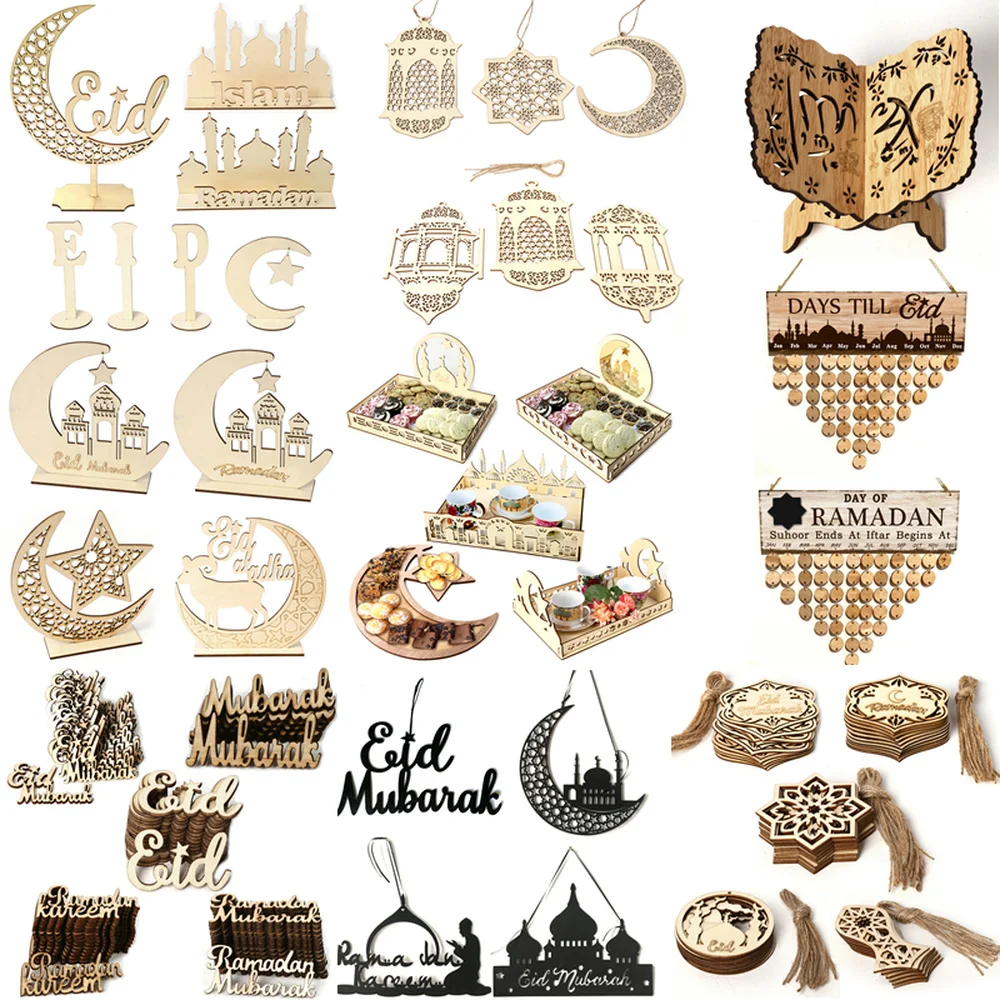 Деревянные декор Рамадан Ид Мубарак Украшения для украшения Дома Деревянная