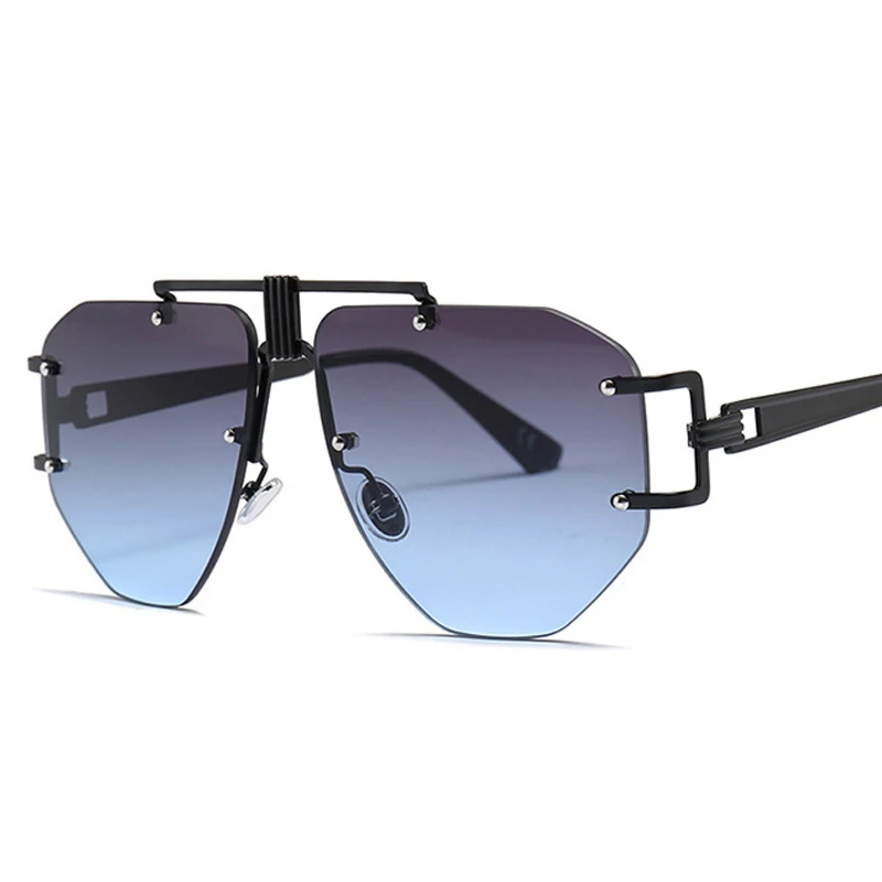 Очки солнцезащитные женские большие без оправы модные уникальные неправильной