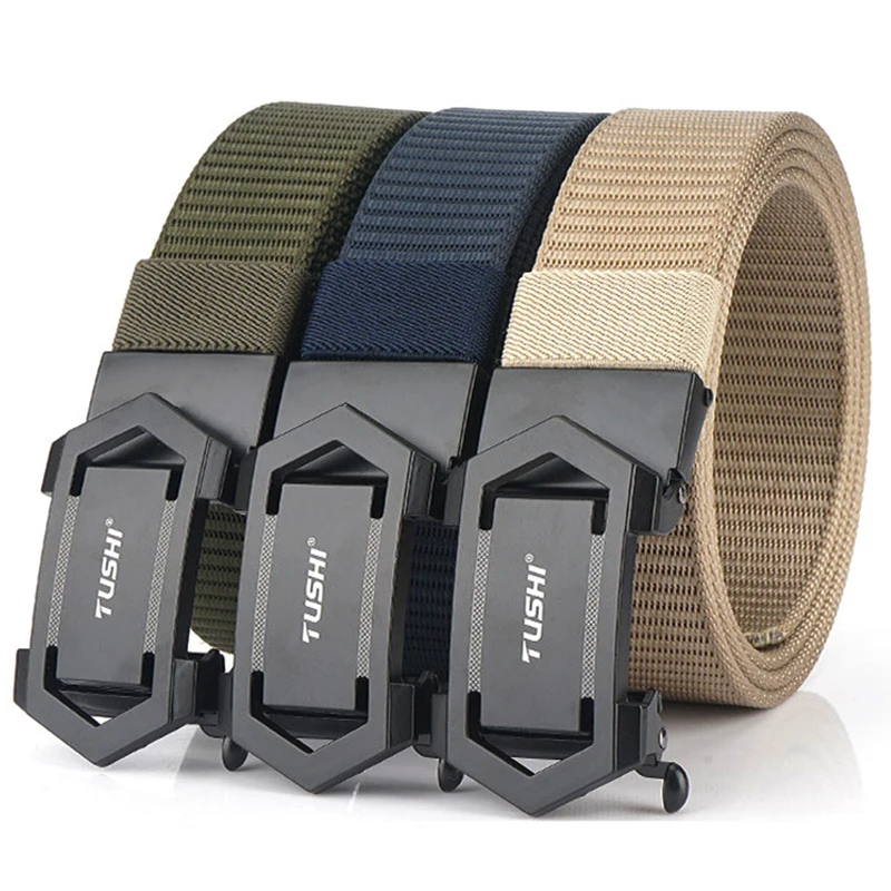 HSSEE 2020 Mens Belt New Technology Automatic Buckle Tactical Hard Metal Soft Real Nylon Military Outdoor Sports | Спорт и