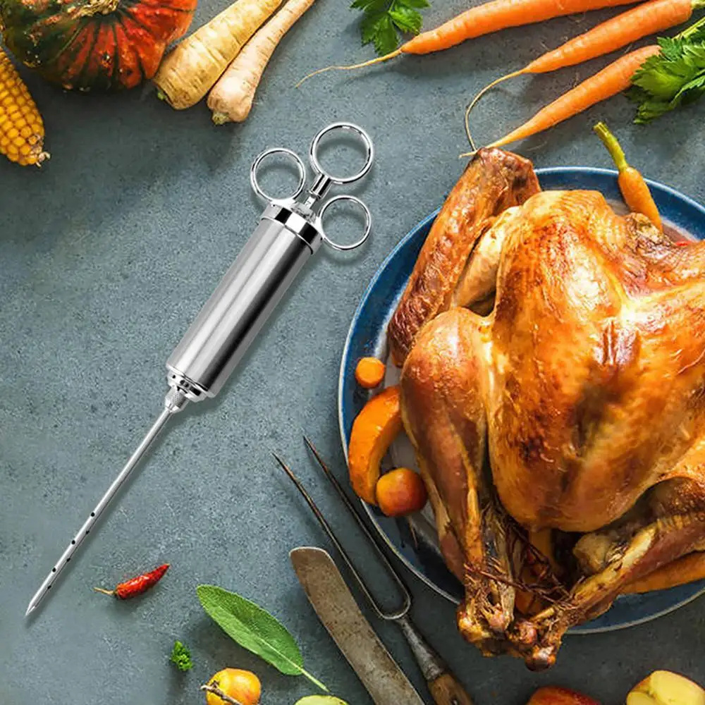 Шприц-инжектор для мяса из нержавеющей стали с 3 маринадами иглы введения барбекю