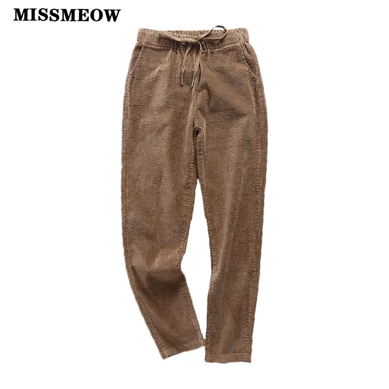 2019 осенние и зимние вельветовые штаны шаровары с высокой талией женские