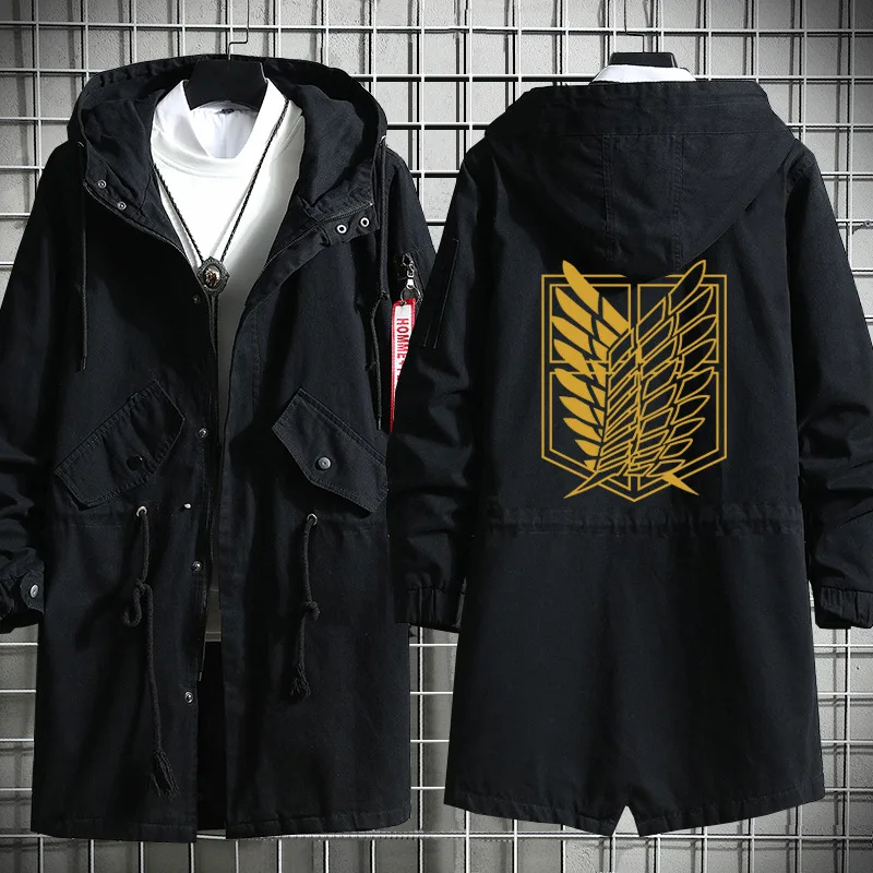 

Anime Attack on Titan Hoodie Scout Legion Cosplay Trench Coats Men Women Autumn Winter Fashion Zipper Thick Overcoat Jacket Warm