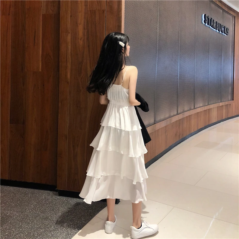 Женское многослойное платье с бахромой однотонное винтажное элегантное на