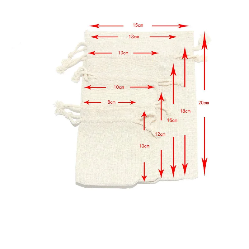 Льняная Хлопковая Сумка 10 шт./лот 8 размеров косметические подарочные сумки для