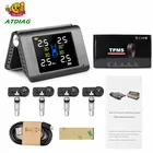 Система контроля давления в шинах автомобиля, с солнечной батареей, USB, TPMS, с ЖК-дисплеем, 4 внешнихвнутренних датчика для системы контроля температуры в шинах для внедорожников