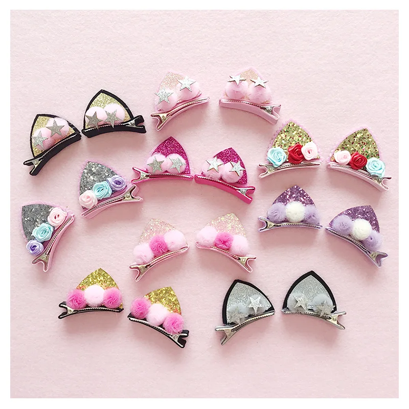 

A Pair Cute Girl Baby Children Cat Ear Hairpin Korean Adult Headwear Anchor INS Girls Hair Accessories Side Clip Bangs Loverly