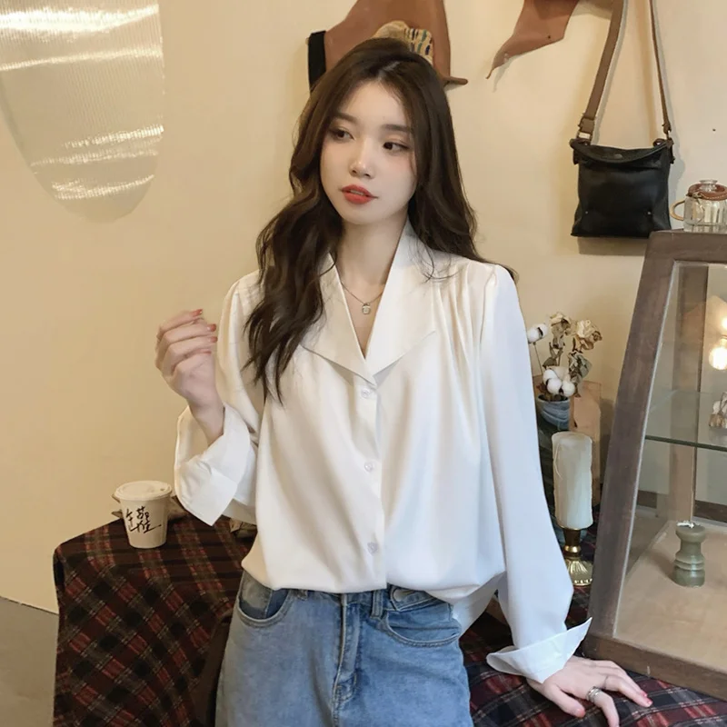 

French Style Series All-match Casual Shirts New Spring/Autumn Oversize Women's Clothing Streetwear Straight Turn-down Collar