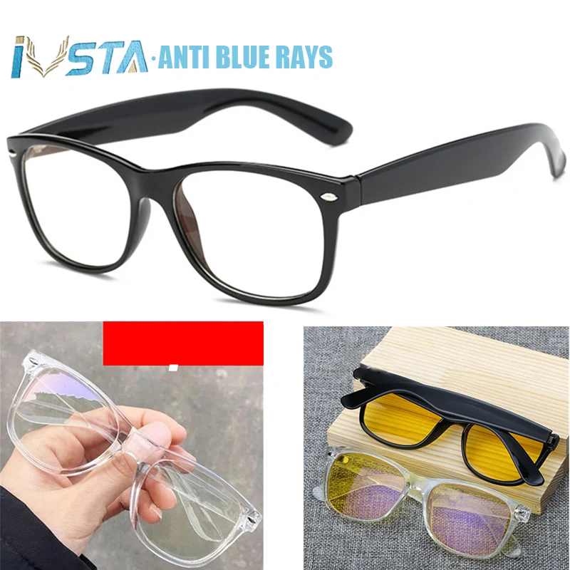 

IVSTA Clear Glasses Computer Anti Blue Rays Blue Light Blocking Square Gaming Glasses Men Prescription Frame Myopia Rivet 2140