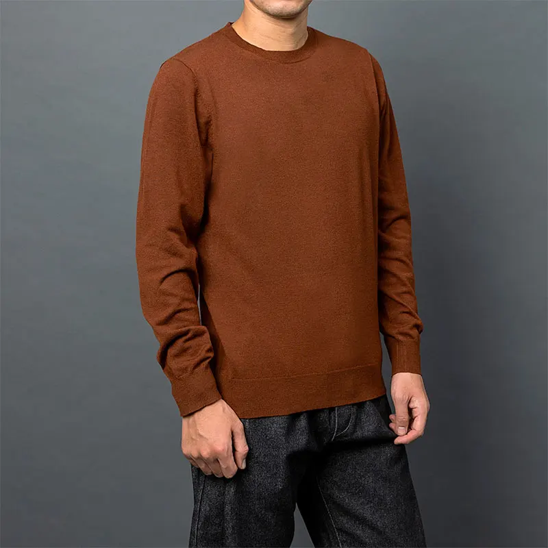 Мужской Повседневный свитер с круглым вырезом однотонная облегающая вязаная