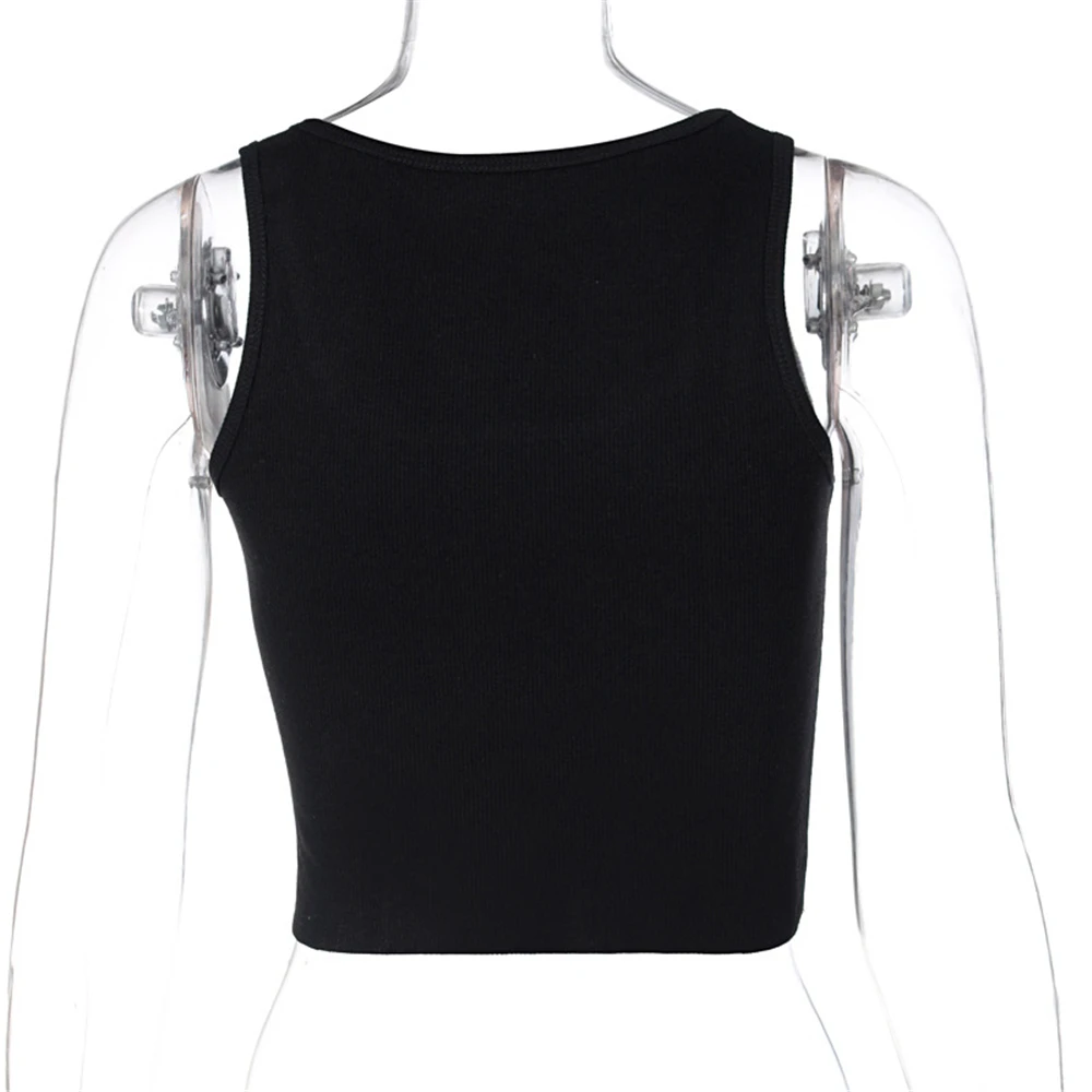 

Summer Sexy Short Crop Tops Vest E-Girl Sleeveless Embroidered Tank Tube Top Fashion Streetwear Indie Aesthetics Outfits 2021