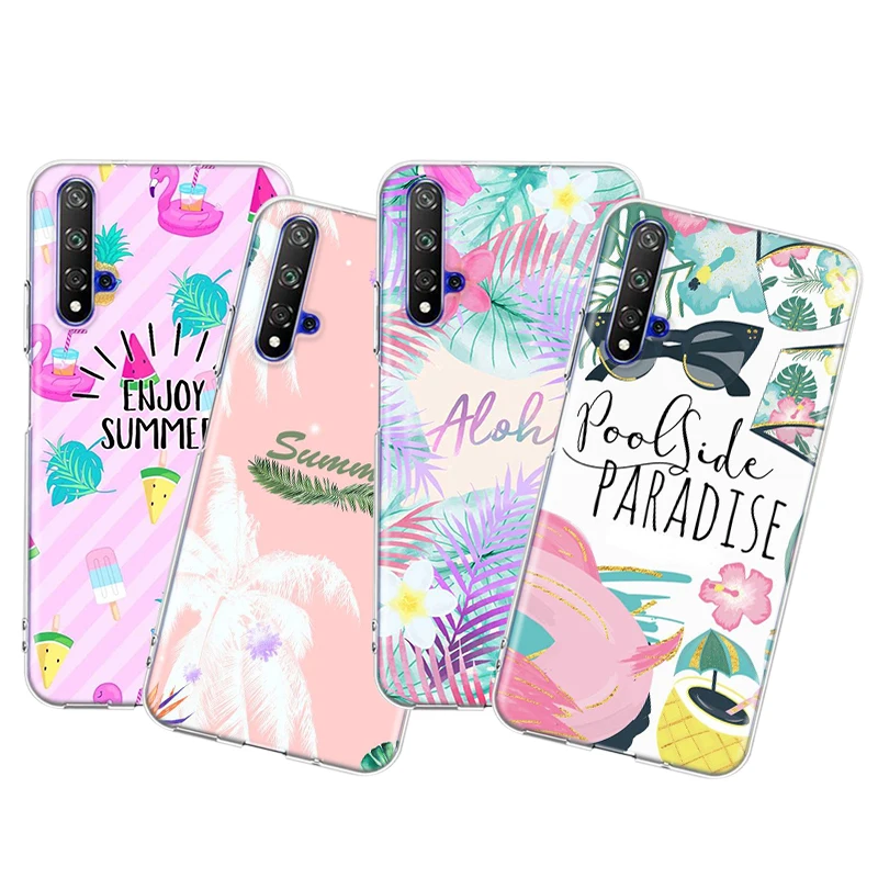 

Hot Hello Summer Silicone Cover For Honor 20 30 20S 20E 30i 30S V20 V30 Lite Pro Plus 5G Transparent Phone Case