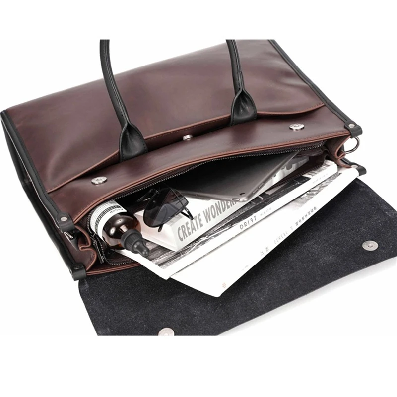 New High Quality Men's Briefcase PU Leather Business Laptop Handbags Male Crossbody Shoulder Bag Women's Notebook Messenger Bag