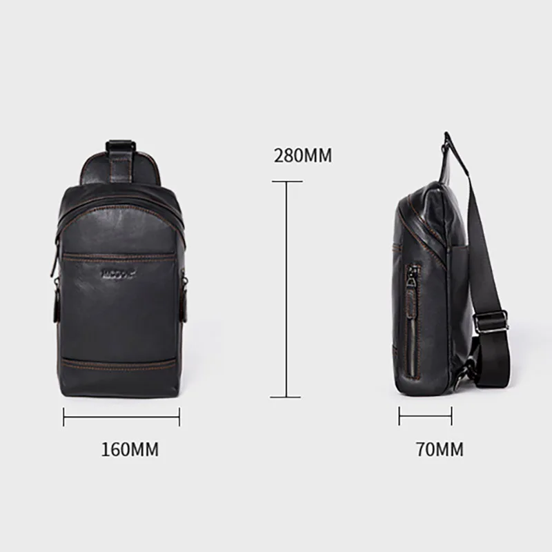 

AETOO Men's trendy personality chest bag, leather messenger bag, simple leather shoulder bag, all-match leather belt bag