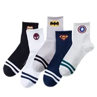 Повседневный стиль, Мстители, Лига, Бэтмен, Человек-паук, Железный человек, мужские вентиляционные носки, Харадзюку, мужские носки из хлопка, однотонные, в стиле хип-хоп, забавные носки