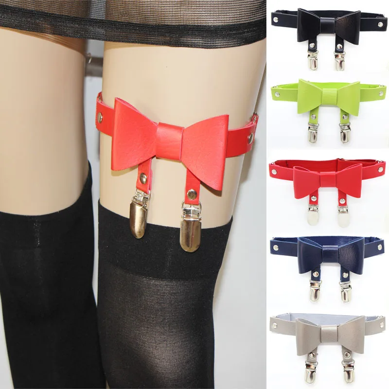 

Sexy Women Elastic Leather Leg Ring Garter Belt Punk Heart Rivet Thigh Ring Punk Goth Harajuku Leather Harness Leg Bondage Black
