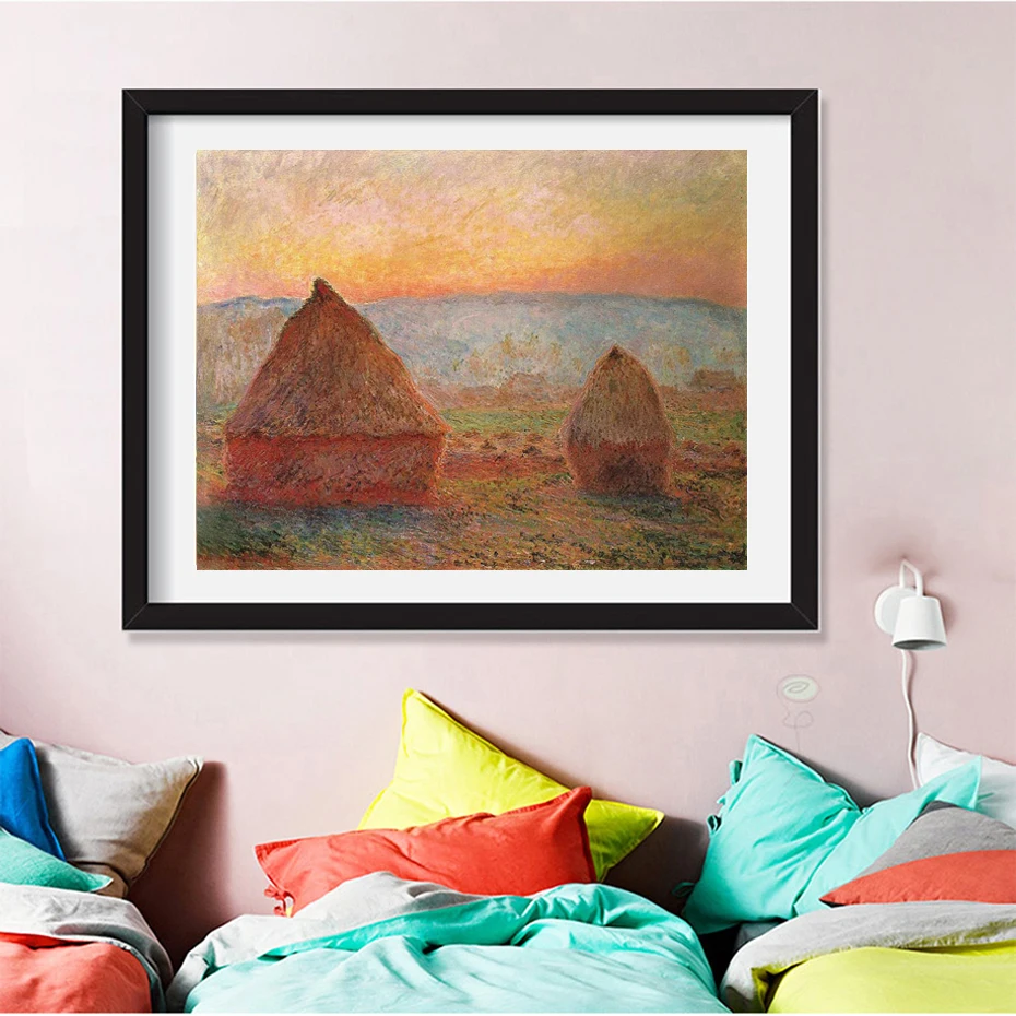 Monet знаменитая картина Giverny Haystacks in the Sunset 5D сделай сам алмазная живопись вышивка |