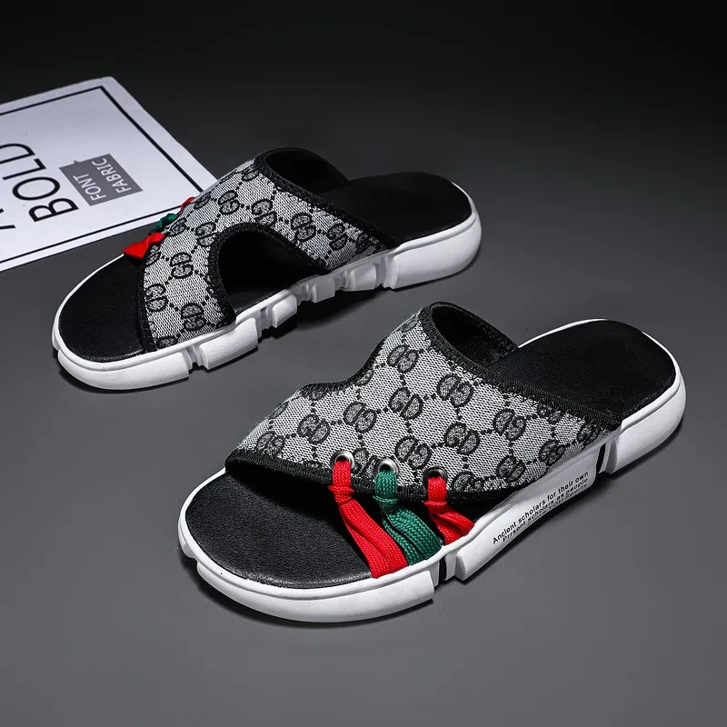 

Summer Men'S Sandals Leather Classic Breathable Outdoor Shoes Beach Rubber Flip Flops One Word Casual Flat Slipper Size 39-46