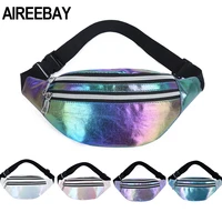 aireebay 2020 new women bum bag laser belt bag holographic fanny pack designer waist bag cute waist packs phone pouch for travel