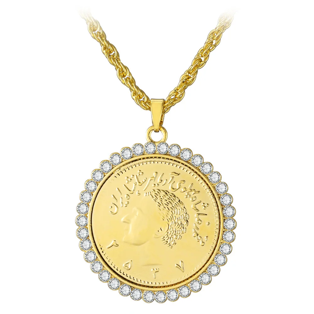 

Arab Middle East 2021 wedding gift women gold-plated inlaid diamond color twist necklace chain Islamic Muslim dress bracelet