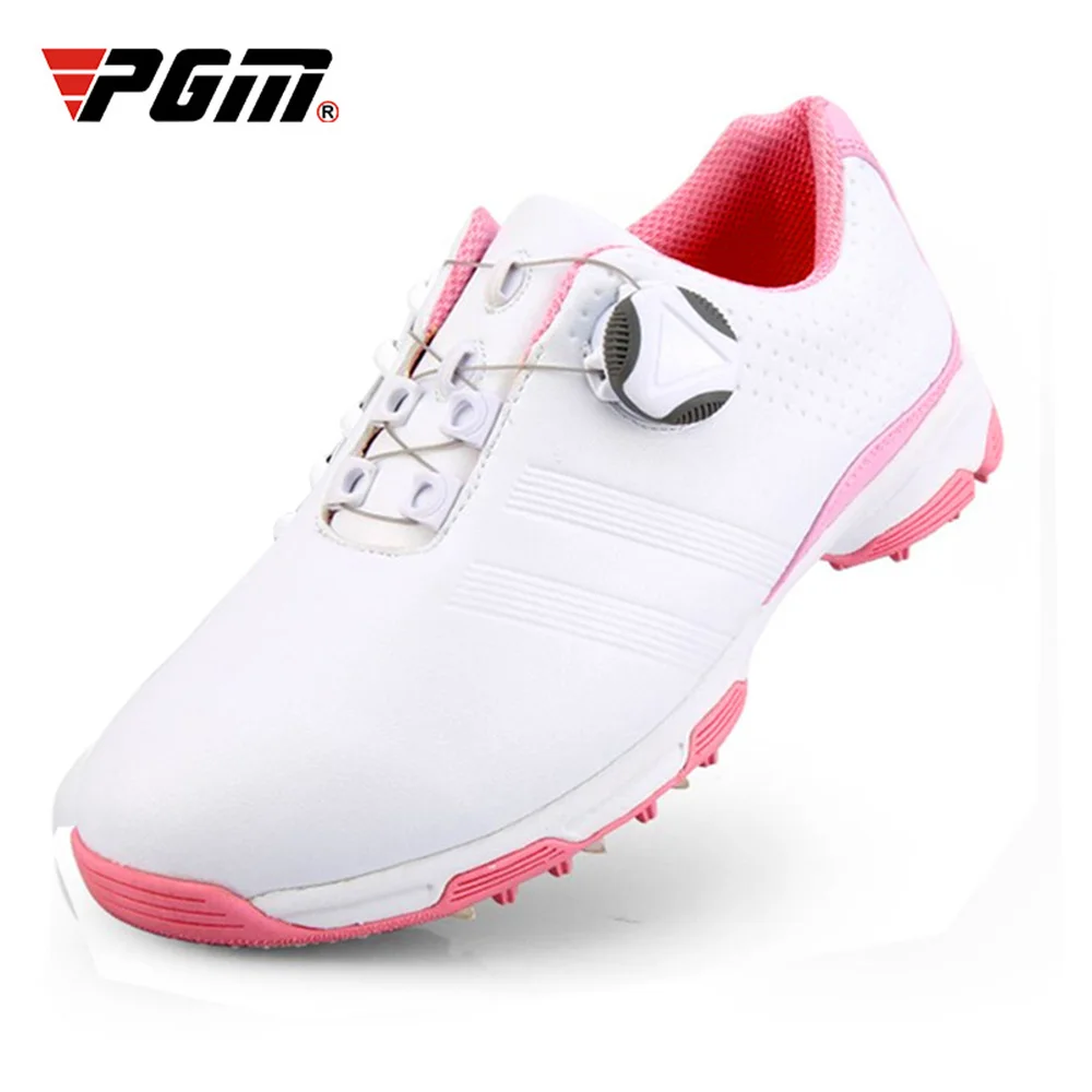 

PGM Ladies Breathable Rotating Buckle Sneakers Women Auto Lacing Waterproof Microfiber Anti-slip EVA Football Runing Golf Shoes