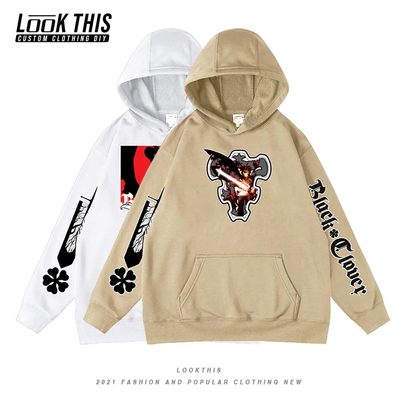 

Black Clover Anime Mens Cool Sweatshirt Unisex Loose Hooded Hoodie Print Cartoon Men's Hoodies Hip Hop Hoodey Sweatshirts