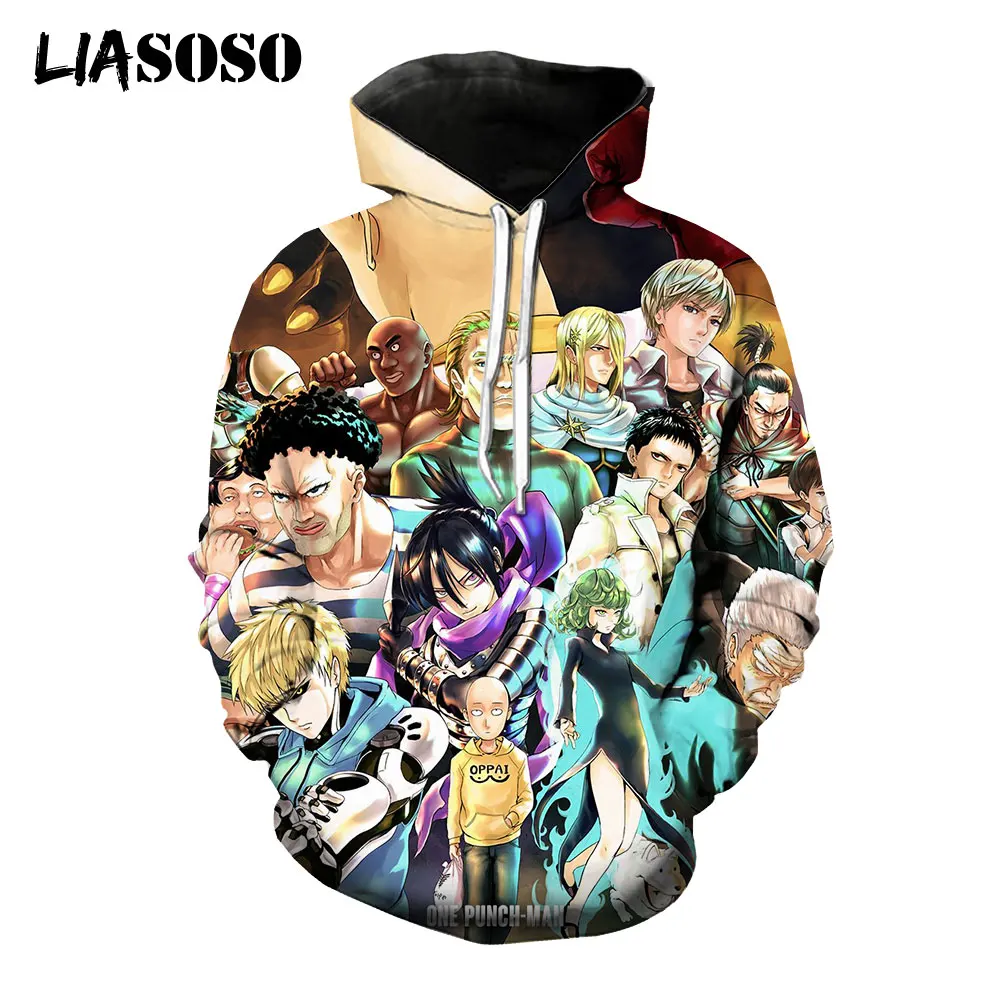 

LIASOSO Anime 3D Print Saitama Tatsumaki ONE PUNCH-MAN Hoodie Men Women Casual Pullover Sweatshirt Streetwear Long Sleeve Top
