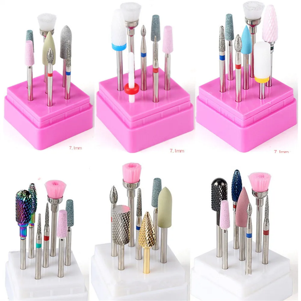 Электрическое сверло для ногтей набор из 7 керамических фрез карбида вольфрама