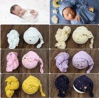soft baby photo wraps starry sky pointy hat 2pcs newborn boys girls photography swaddle blanket infant picture props accessories