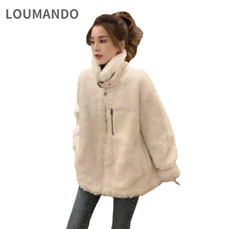 

Куртка женская из искусственного меха, с воротником-стойкой, мотоциклетная, повседневная, для зимы, 2021