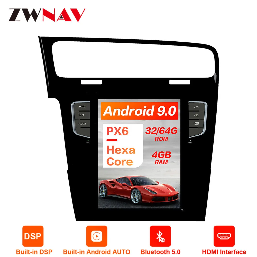 PX6 4 Гб ОЗУ Тесла стиль Android 9,0 Автомобильный gps навигация для Volkswagen Golf 7 2010- головное устройство Мультимедиа Радио магнитофон