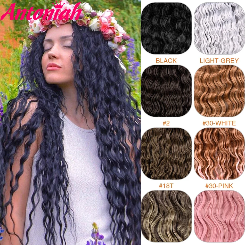 

Antoniah 32" Synthetic Ocean Wave Braiding Hair Extension Deep Wave Bundles Deep Twist Crochet Hair Synthetic Hair Weaving