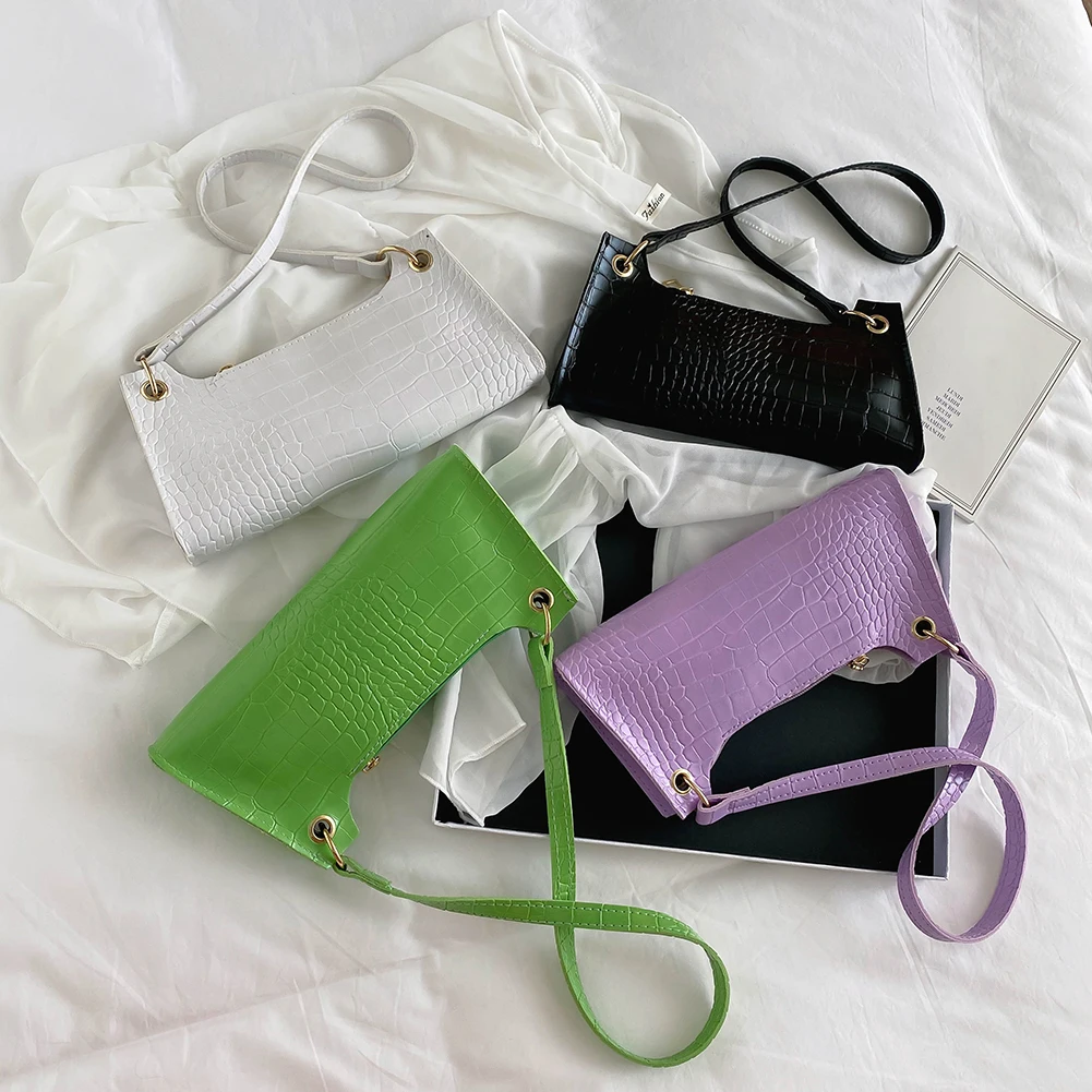 

Fashion Alligator Pattern Female Handbags Small Women Tote Bags Solid PU Ladies Underarm Bags bolsos de hombro de las mujeres