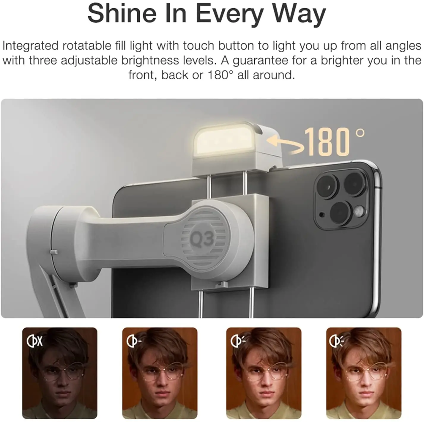 Zhiyun SMOOTH Q3 шарнирный стабилизатор для смартфона с держателем сотового телефона со