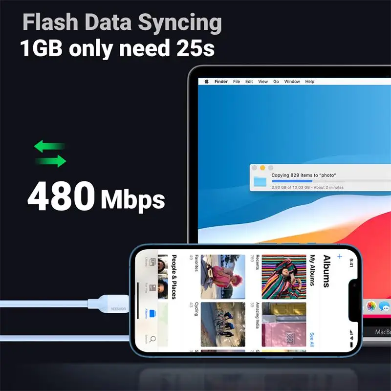 Ugreen 20W USB C to Lightning Cable for iPhone 13 12 Macbook Pro MFi Type PD Fast Charging Data Cord | Мобильные телефоны и