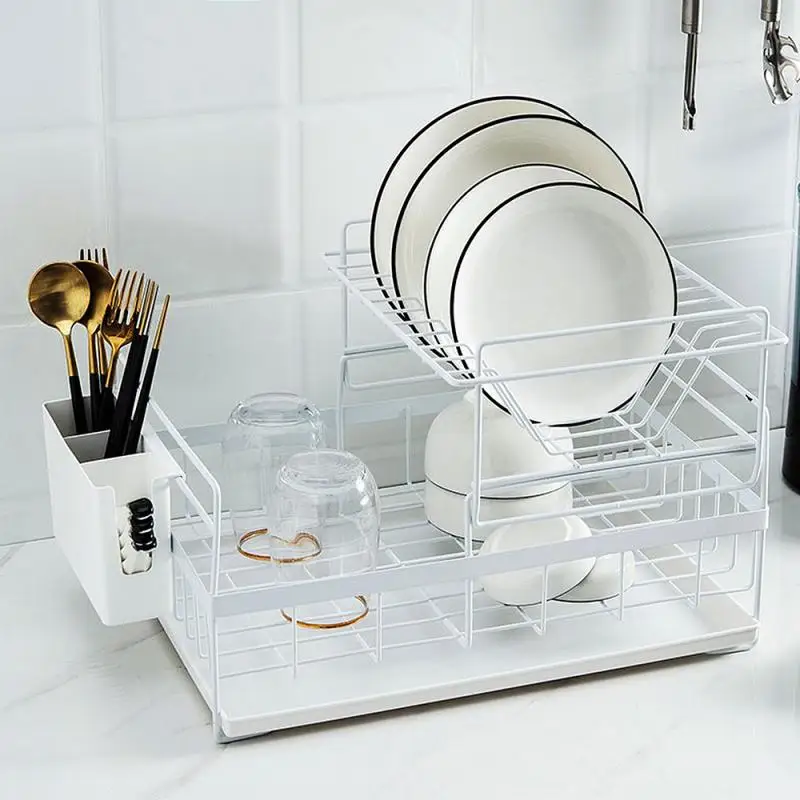 Сушилка для посуды белый держатель тарелок полка хранения кухонный Органайзер