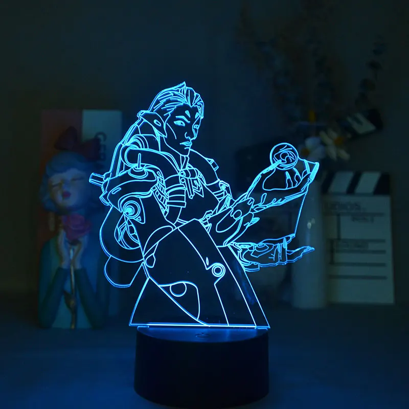 Светодиодный ная настольная лампа для игр фигурка Overwatch 3D ночник моиракули