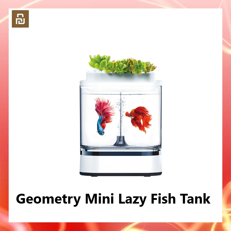 

Мини-аквариум Mijia с геометрическим рисунком, самоочищающийся аквариум со светодиодной подсветкой 7 цветов, зарядка через USB, для дома и офиса