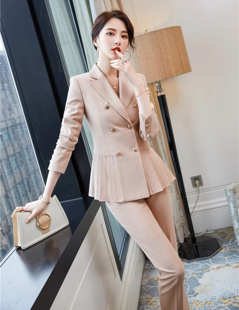 Женская офисная одежда деловые костюмы со штанами и куртками пальто Осень зима
