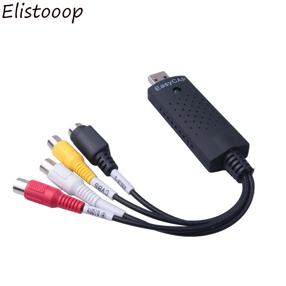 Elistoooop USB 2,0 конвертер карт видеозахвата пк адаптер тв аудио DVD DVR VHS для windows XP для Vista для Win 7