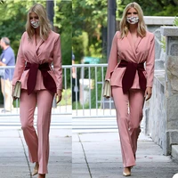 blush pink celebrities lady suits women work pants outfit evening party prom blazer wedding tuxedos wear 2 pieces