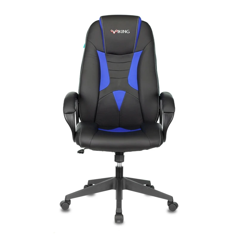 Кресло игровое БЮРОКРАТ VIKING 8N на колесиках искусственная кожа черный/синий (viking