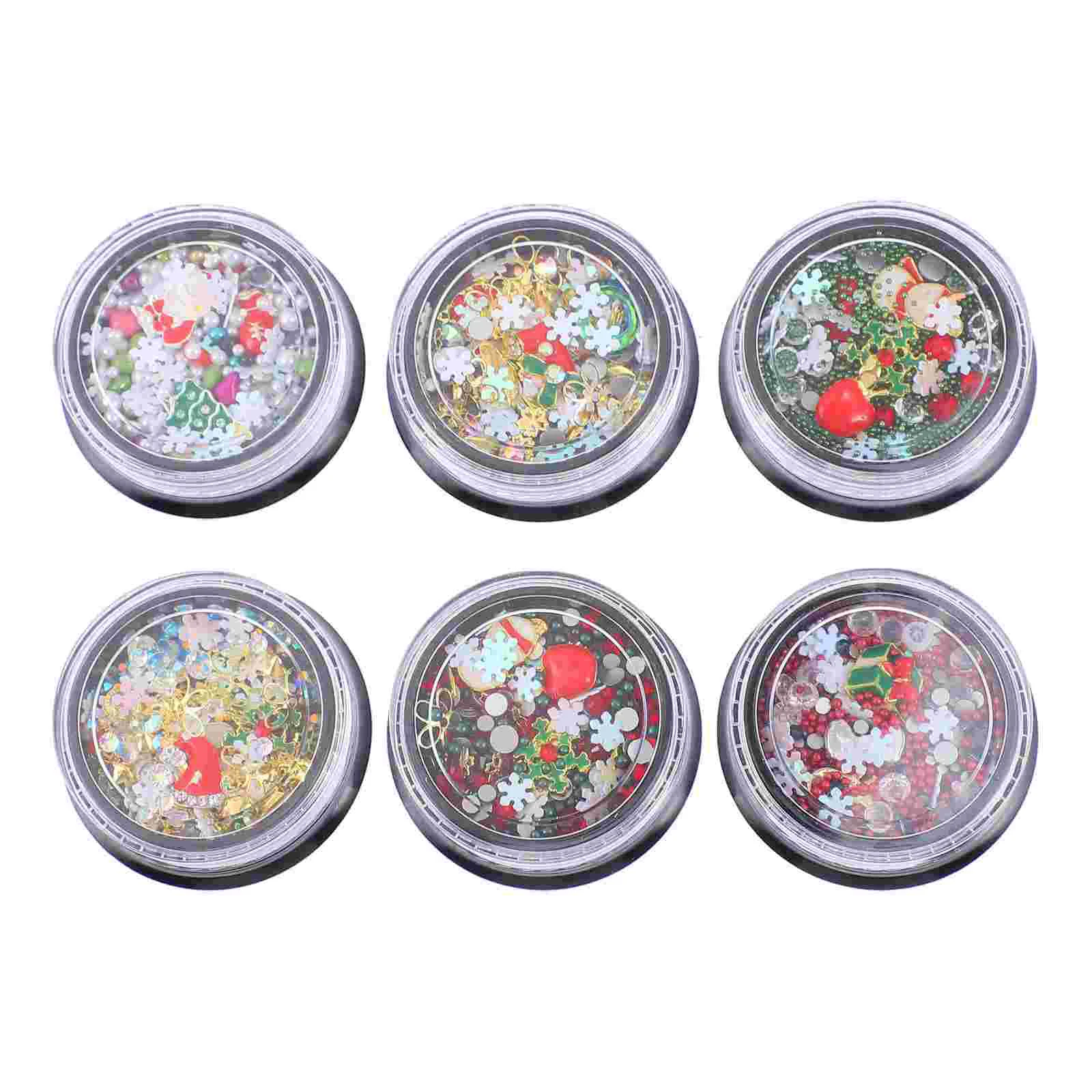 

6 коробок, рождественские 3D Подвески для ногтей, украшения для ногтей, подвески для маникюра, украшения для ногтей