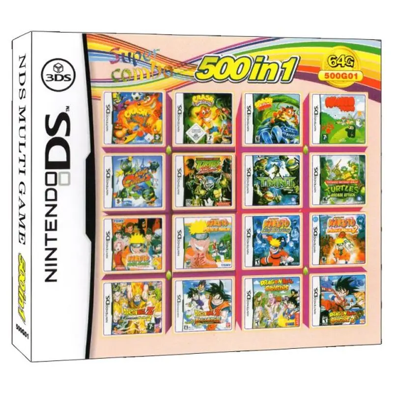 DRAGON BALLZ &amp Narutom 500 игр в 1 NDS игровой пакет карта Супер комбинированный картридж для