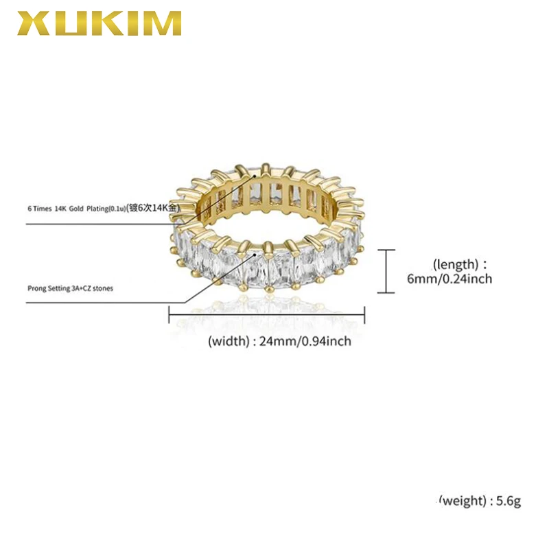 

Xukim Jewelry Trendy Bling Bling Men Ring Gold Silver Ring full AAA Cubic Zirconia ICed Out Hip Hop Jewelry Rings for women gift