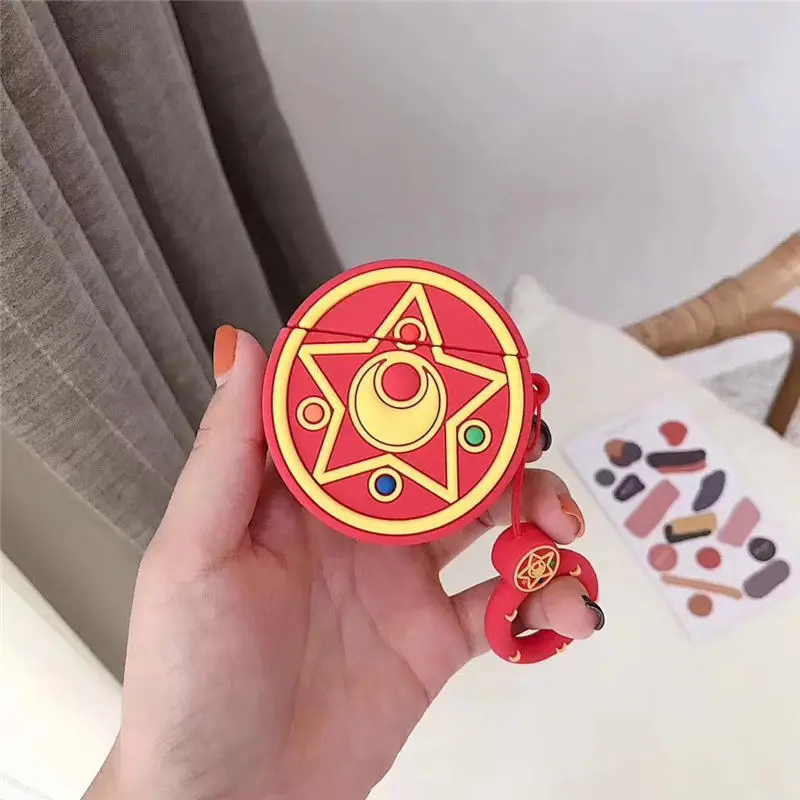 Style 1 3D мягкий силиконовый наушник чехол для Apple Airpods 1 2 мультфильм Сейлор Мун Кот Bluetooth наушники Airpods 1 2 Чехлы кольцевой ремень - Цвет: Style 1