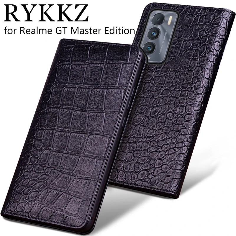 

Luxury Genuine Cow Leather Flip Case For Realme GT Master Edition Flip Cover Handmake Leather Protective Case
