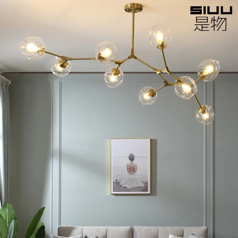 

Nordic Modern Simple Style Living Room Tie Yi Magic Bean Chandelier Super Bright Whole House Molecular Lamps Set Combinatio