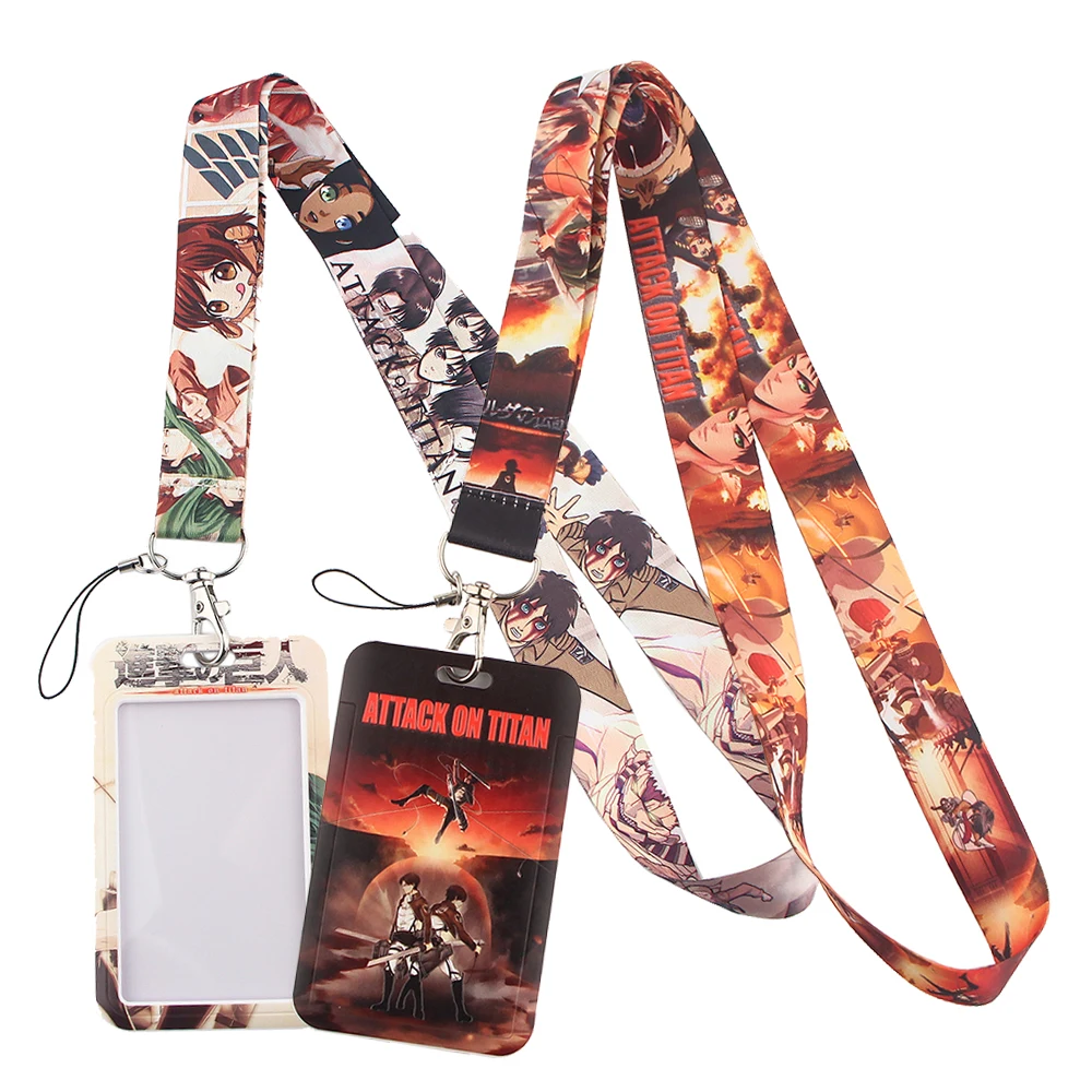 

DZ1307 lanyard card ID Holder Chain Keychain for Key Attack on Titan Shingeki No Kyojin Anime Keyring Jewelry Accessories